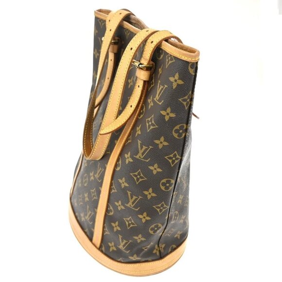 LOUIS VUITTON BUCKET GM Shoulder Tote Bag Monogram Leather Brown - Picture 3 of 13